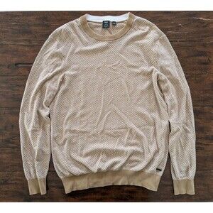 BOSS Hugo Boss Men's XL Cotton Blend Sweater Beige Tan Crewneck